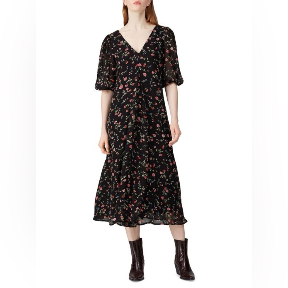 Ganni Floral Midi A Line Dress